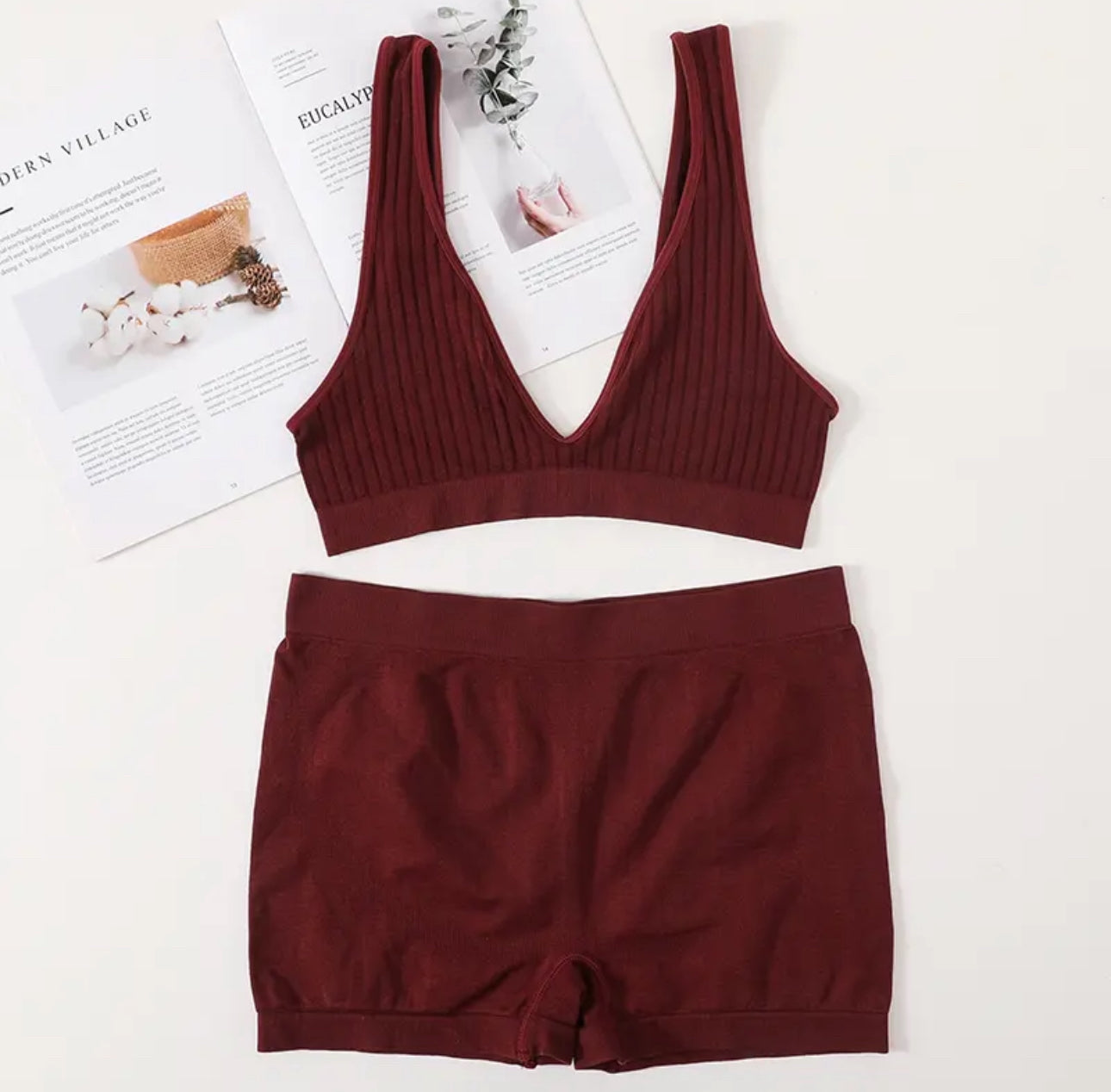Lexi Bralette Lounge Set-Deep