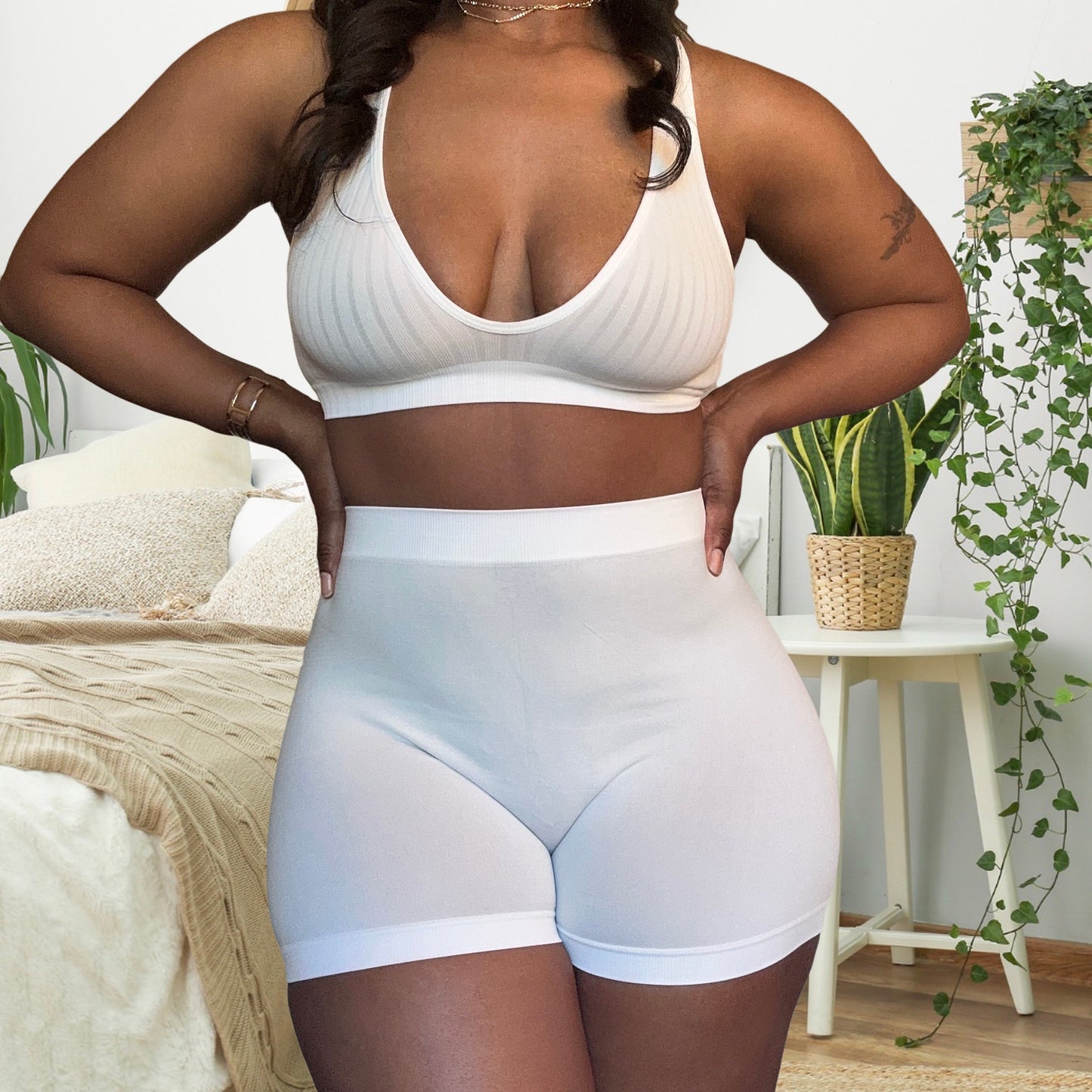 Lexi Bralette Lounge Set-White