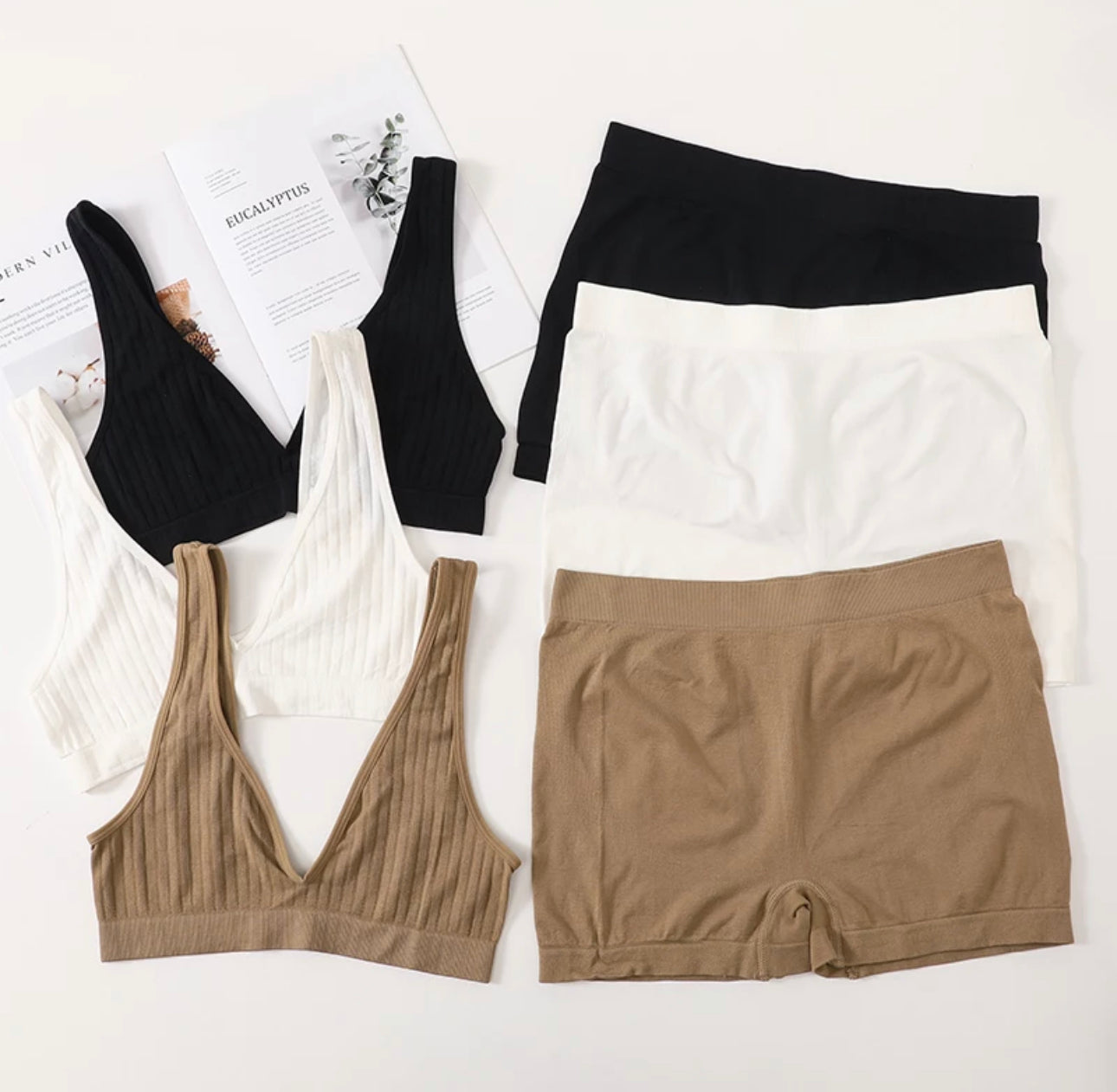 Lexi Bralette Lounge Set-Beige