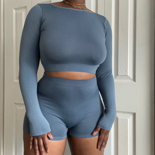 Misa Lounge Boy Short Set-Blue